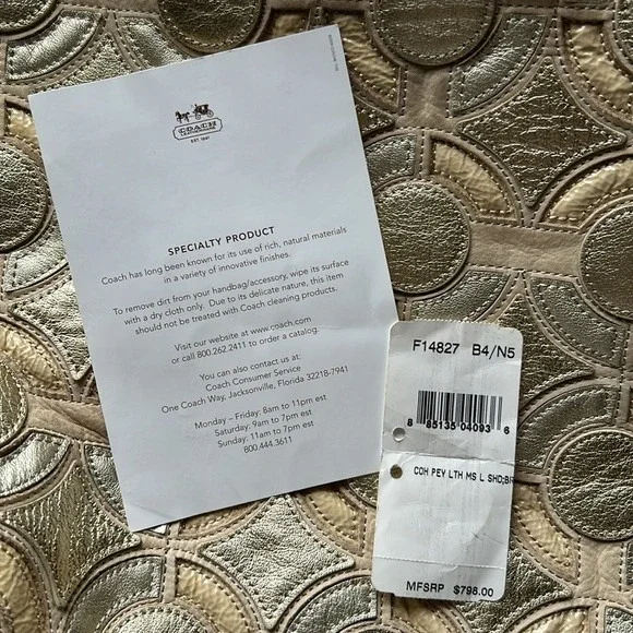 Coach Kristen Hobo Op Art Silver Gold Shoulder Bag Patchwork Beige Leather Purs - Picture 11 of 16